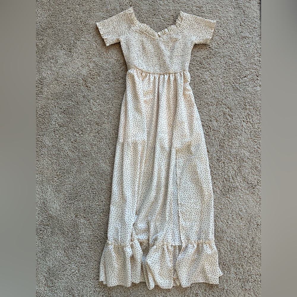 Cream Polka Dot Maxi Dress